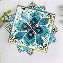 10pcs Vintage Mandala Floral Self-Adhesive Wall Stickers, Waterproof Oil-Proof Easy To Clean Removable Mosaic Wallpaper, Suitable For Old House Renovation, Home Decor, Kitchen, Bathroom, Living Room Wall Decoration, Desktop, Cabinet Door Decoration - Multicolor - View 3