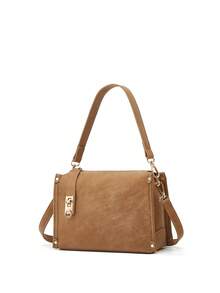 Women Metal Turn‑Lock Box Style Shoulder Bag, Removable Strap Fashion Crossbody Handbag - Multi-color - View 2