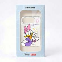 Miniso Disney Daisy Duck Phone Case Cute Cartoon Creative Women's Style For IPhone Duo, IPhone 18 Foldable Screen Protective Cover, Transparent Acrylic Magnetic Support Wireless Charging Hard Shell, Simple Personalized Sweet - Clear - View 7