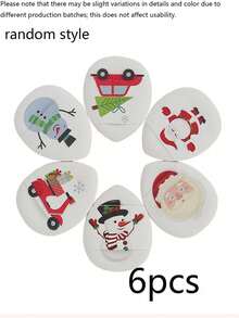 6/1pc Christmas Themed Fingertip Powder Puff, Dual Use Dry & Wet, Suitable For Makeup Application On Corners Of Mouth And Eyes, Suitable For All Skin Types, Perfect Christmas Gift - Multicolor - View 9
