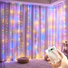 Holiday Lighting 8-Function Battery Operated Fairy String Lights Curtain Lights, Suitable For Christmas, Halloween, Wedding, Birthday, Party And Home Decor, Holiday Atmosphere Lights, Indoor And Outdoor - Battery Box Curtain Light - View 13
