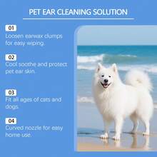 Pet Ear Cleaning Solution For Cats And Dogs, Gentle And Comfortable Ear Cleanser To Remove Ear Wax And Odor, Daily Care - Blue and White - View 10