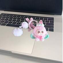 New Adult Unisex Sweetheart Large Ear Flocked Outer Solid Color Plastic Keychain, Fashionable Cute Cartoon Accessory, Bag Charm Key Chain - Multicolor - View 10
