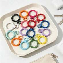 8/15/30/50pcs Random Color O-Ring Spring Buckle Hooks, Metal Carabiner Clips DIY Jewelry Connectors, Suitable For Keychains And Dog Leashes - Round Keychain - View 5