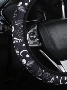 1PC Ice Silk Skull Cartoon Print Steering Wheel Cover, Universal All-Season Car Accessory - Multicolor - View 9