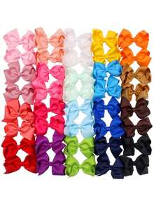 40pcs Random Color Women's Solid Color Bow Soft Satin Ribbon Non-Slip Cute Sweet Hair Clips Hair Accessories, Suitable For Daily, Party, Birthday - Multicolor - View 9