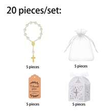 20pcs Baptism Party Favors Mini Rose Rosary With Faux Pearl And Organza Bag, Suitable For Baptism, Wedding, First Communion Party Favors - Multicolor - View 10