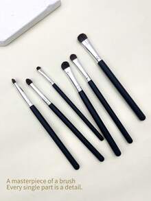 INYUSUN 6pcs Mini Eyeshadow Brush Set, Blending & Application Makeup Tools, Portable Travel Makeup Brushes, Suitable For Beginners - Black - View 6