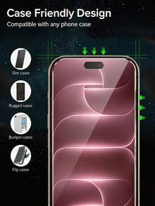 1片裝絲網印刷HD鋼化玻璃螢幕保護貼，相容 iPhone 18 Pro Max/17/18/11/12/13/14/15/16 Pro Max/Plus/X/XS/XR/16E/Air 系列，超清晰顯示、9H 硬度、防刮、防碎、防塵、易安裝 - 無色 - 查看 6