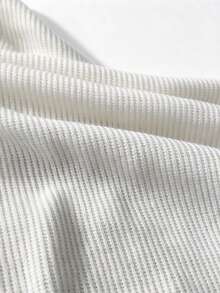 Women's Plus Size Ribbed Knit Cardigan Long Sleeve Button Up Top, Casual Commute, Halloween Christmas Outfit - White - View 5