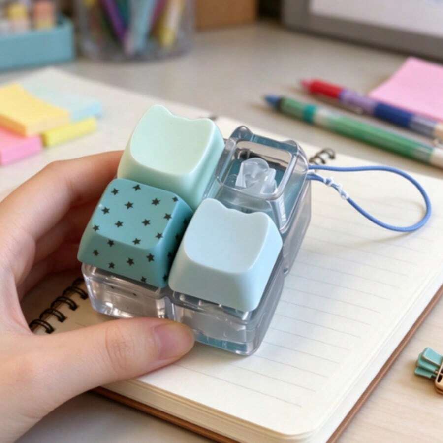 1PC Light Blue Mechanical Keyboard Keycap Stress Relief Toy Keychain, INS Style Pink Macaron 4-Key Clickable Fidget Toy, Transparent Switch Portable Hand Strap Bag Charm, Suitable For Backpack Key Decoration, Birthday Party Gift, Easter Gift, Halloween Gift, Christmas Gift, Party Favor Filler, Clickeez Cheap Items Under 1 Dollar - Multicolor - View 1