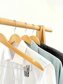 Wooden Hanger Set With Adjustable Metal Clips, 360° Rotating Hook, Non-Slip Shoulder Grooves, Suitable For Jackets, Suits, Coats, Pants And Skirts, Bedroom Closet Storage, Winter Storage - Multicolor - View 11