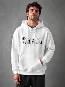 Sudadera con capucha nueva para hombre, diseño con estampado creativo, ropa otoño‑invierno, excelente opción de regalo - Blanco - Ver 4