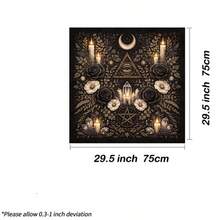 1pc Tarot Table Cloth, All Seeing Eye Crescent Moon Pentagram Black Rose Crystal Candle Altar Cloth, Witchy Divination Tarot Card Mat, Wicca Spiritual Reading Cloth For Tarot & Oracle Cards - Multicolor - View 9