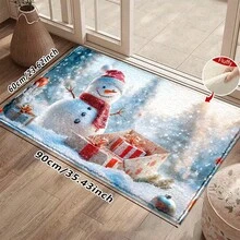 1pc Kitchen Mat, Soft Faux Cashmere Material Floor Mat, Christmas Snowflake Pattern Rug, Kitchen Anti-Slip, Bathroom Absorbent, Entryway Durable, Bedroom Doorway Suitable, Multi-Scenario Use Anti-Slip Mat, Room Decor, Holiday Gift - Multicolor - View 12