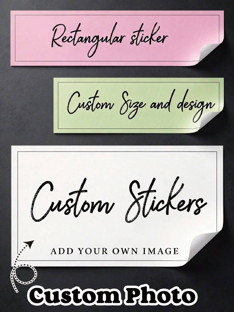 Custom Landscape Rectangular Stickers, Custom Logo Rectangle Stickers For Business Brand, Waterproof Labels, Customizable Photo Stickers, Wedding, Engagement, Birthday, Party Gift Tags, Supplies For Small Business - White-rectangular - View 1