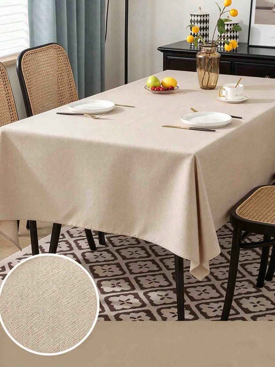 1pc Wrinkle-Resistant Linen Tablecloth, Table Runner For Wedding, Daily Table Decor, Suitable For Home, Restaurant, Cafe, Indoor Photography Scene - Beige - View 1