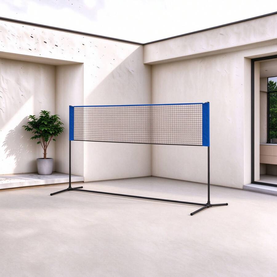 SONGMICS 4 Meter Badminton Net, Volleyball Net With Height-Adjustable Posts, Portable Tennis Net For Youth, Blue MSYQ400 - Blue - View 1