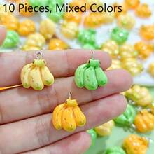 10pcs Cute Raw & Ripe Banana Resin Pendants, Banana Resin Charms, DIY Earrings Bag Pendant Parts - Random Color - Banana Pendant Mix - View 11