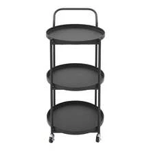Metal Frame Serving Cart For Kitchen, Dining Room, Rolling Bar Cart, Mobile Storage Cart - Black - View 4