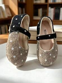 New Cute Fashion Polka Dot Patchwork Soft Sole Mary Jane Shoes For Girls - Apricot - View 3