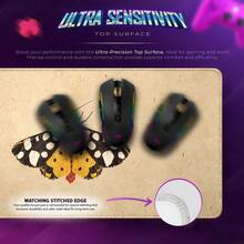 Yellow Black Spotted Moth Extended Mouse Pad, Natural History Insect Illustration On Vintage Paper Large Desk Mat, Non-Slip Smooth Cloth & Natural Rubber For Office Gaming Home Study Workspace, 3 Sizes Available - View 3