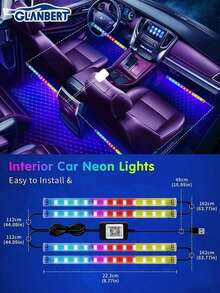 GLANBERT RGB Car Interior Decoration Light Strip, Music Synchronized Foot Lamp, Dual-Line Design Interior Lighting Kit, 12V LED Light Strip Suitable For Car, Truck, SUV, With Car Charger (1 Set) - 1 to 4 - View 13