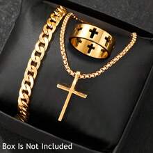 Aksesori Keren, Set Jam Tangan Multifungsi Serba Emas + Perhiasan + Dompet, Hadiah Serbaguna Premium untuk Bisnis Kasual, Cocok untuk Pacar, Saudara Laki-laki, Ayah, Ulang Tahun, Hari Jadi, Hadiah yang Berkesan, Kotak Kemasan Tidak Termasuk - Emas - View 7