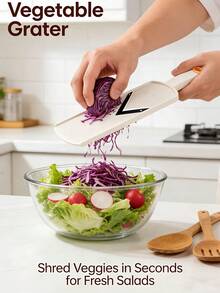 Vegetable Salad Slicer Multi-Function Grater Shredder For Men And Women Portable Kitchen Gadgets For Home Travel Camping Wedding Party Kitchen Essential Accessory Household Items For Cabbage Lettuce Purple Cabbage Cucumber - Multicolor - View 11