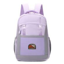 Man Outdoor Backpack Wear-Resistant Daypack Large Capacity For Campus Travel Black Mesh Pocket Nature Patch Decoration - Multicolor - View 12