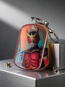 8cm Clear Acrylic Keychain Charm With Silver Lobster Clasp And Split Ring, 6 Masked Hero Designs Bag Pendant For Backpack Handbag Purse Keys, Unisex Collectible Accessory - Multicolor - View 4