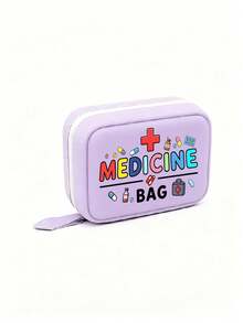 藥丸收納盒套組 MEDICINE BAG 印花，每日兩次 7 天大容量藥盒，14 格彩色分隔，可重複使用旅行收納袋，適合日常使用、宿舍必備、生活必需品，適合注重健康與旅行使用者，醫療配件，返校必備，教師節禮物，返校禮物 - 彩色 - 查看 17