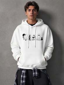 Sudadera con capucha nueva para hombre, diseño con estampado creativo, ropa otoño‑invierno, excelente opción de regalo - Blanco - Ver 5