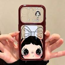 Cute Bow & Star Small Jade Design Phone Case With Large Window, Creative Full Coverage Anti-Drop Protective Cover For IPhone 18 Pro Max 18 Pro 17 Pro Max 17 Pro 16 Pro Max 15 14 Pro 13 12 Pro 11 Pro Max, Camera Protection, Glossy Soft Edge Shockproof Protective Shell - Cherry Red - View 6