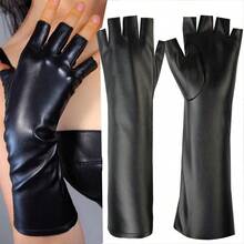 Women's Mid-Length Fingerless Gloves, PU Material, For Halloween Costume, Party, Ball, Photography, Performance, Runway, Cosplay - A - View 3