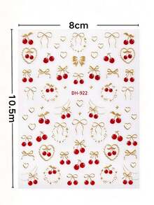 1 Set Decorative Stickers, Strawberry And Cherry Pattern With Gold Outline, Stickers, Planner Supplies, Used For Decorating Various Daily Items - Fruit Series Stickers - View 7