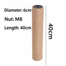 1pc-Natural Jute Cat Scratching Post, Ginger Yellow, Multiple Sizes, Sisal Pole Stable Base Anti-Tip, Cat Claw Care Toy For Kitten & Adult Cats, Furniture Protector - Multicolor - View 14