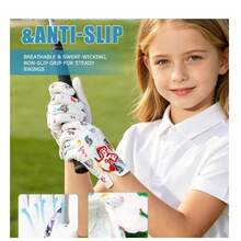 Teenager Golf Gloves Anti-Slip Breathable Durable Cartoon Cute - Black - View 1