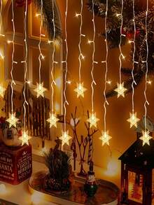 1pc Snowflake Curtain String Lights, Multi-Functional LED Decorative Lights, Suitable For Various Scenes Including Bedroom, Storefront, Window Display, Wedding, Birthday Party, Stage Event, Christmas And Home Decor - Curtain String Lights - View 3