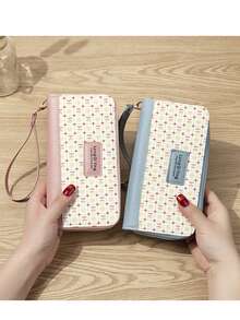 Women's Long Double Zipper Wallet, Vintage Print Large Capacity Wristlet Clutch, Multi-Card Slot Phone Wallet - Multicolor - View 7