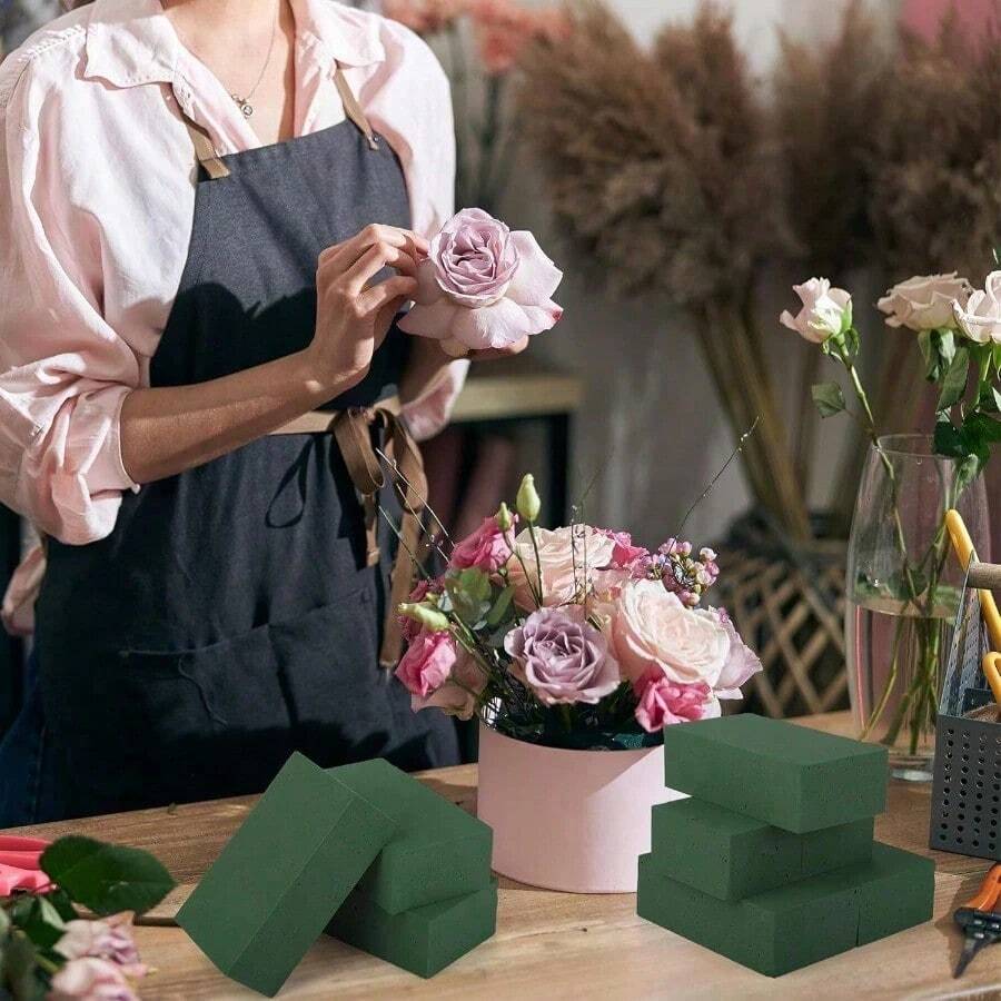 4/2/1pc Green Floral Foam Bricks, Dry & Wet Use Floral Foam Blocks, Suitable For Banquet Table Flowers, Bridal Bouquets, Window Displays, Florist Creations, Christmas Decorations, Birthday Arrangements, Christmas Home Decor - Multiple Styles - View 1