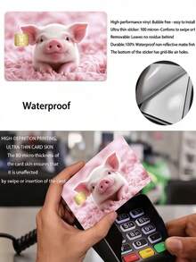 4/2/1pc Funny Pink Pig Credit Card Sleeve Sticker Protector, Paper PVC Material Anti-Fingerprint Scratch-Resistant Wear-Resistant, Birthday Party Gift Suitable For Men And Women, Chip Card, Bank Card, Credit Card, Transit Card, Access Card, Student Campus Card Personalized DIY, Privacy Protection - Multiple Styles - View 9