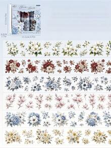 6rolls Transparent PET Washi Tape, Vintage Flower Pattern Decorative Sticker, Great For Hand Journal Collages, Diary Decoration, Gift Box Embellishment And Greeting Card Crafts - Tape - View 6