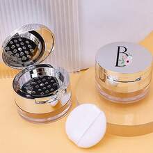 Makeup Organizer Portable Empty Loose Powder Container Refillable Cosmetic Sifter Box With Built In Mirror Travel Compact Makeup Case Ideal Gift For Girls Initial Name Flower And Black 26 Letters Pattern - Silver - View 12