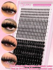 312pcs Upper & Lower Eyelash Clusters, Mixed Spiky DIY False Eyelashes, Thin & Fluffy Lash Clusters, Mixed Length Voluminous Lash Extensions, Lightweight Natural Look, Suitable For Daily, Party, Date, Christmas, Holiday Makeup - D - View 5
