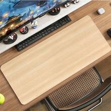 Alas Mouse Kulit, Alas Meja Ekstra Besar Minimalis Motif Kayu, Anti Selip, Tahan Air, Tahan Noda, Alas Pelindung Meja Tahan Aus, Alas Meja Komputer PU untuk Pelajar, Alas Meja Kulit untuk Kantor, Bermain Game, dan Rumah - View 1