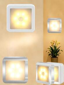 Smart Motion Sensor 6LED Floor Lamp/Pendant Light/Wall Light - Wireless Control, Auto On/Off, Modern Square Design. Suitable For Hallway, Stairs, Living Room, Bedroom (Battery Not Included), Closet, Bedroom, Nightstand, Shoe Cabinet Lighting. Ideal Home Choice, Decorative Sensor Light - Multicolor - View 8