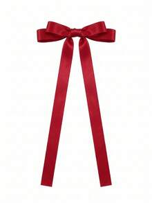 2Pcs Large Red Satin Bow Hair Clips For Women Girls, With Long Streamer Ribbon Tails, Elegant Big Hair Accessories For Christmas & Weddings Cute - Red - View 3