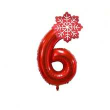 2pcs Red Number 0-9 & Red Snowflake Foil Balloons, Perfect For Christmas, New Year, Birthday Party Decoration Props - View 4