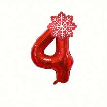 2pcs Red Number 0-9 & Red Snowflake Foil Balloons, Perfect For Christmas, New Year, Birthday Party Decoration Props - View 6